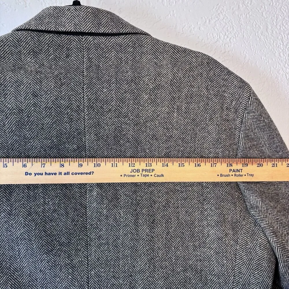 Lands’ End 100% Wool Blazer Mens 42L Brown Herringbone Sport Coat Lined 2 Button